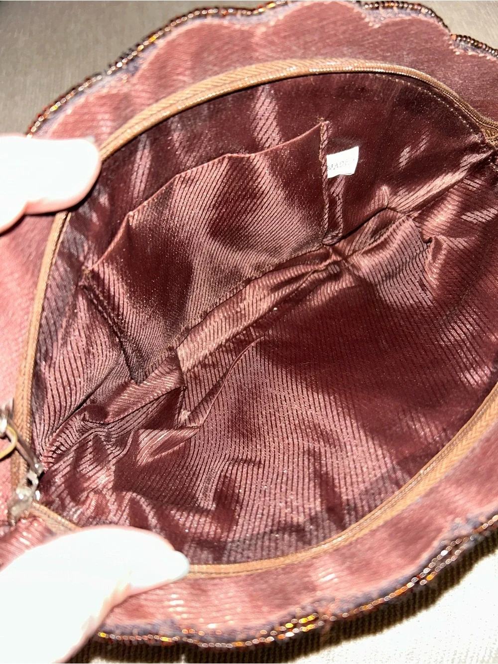 Vintage Beaded Shell Clutch purse with chain shoulder strap